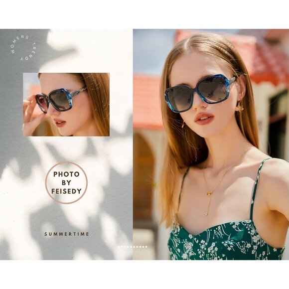 Women's Fashion Sparkling Crystal Square Sunglasses Composite Shiny Frame Design - Picture 2 of 8